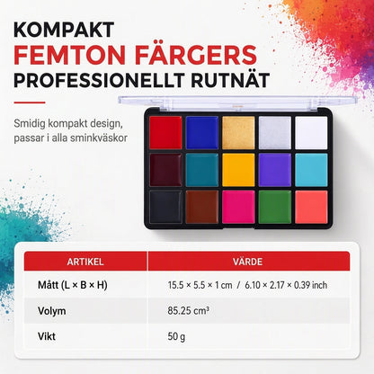 🎭50 % RABATT🖌️Fetbaserad ansikts- och kroppsfärgpalett i 15 färger, smink för halloween och maskerader🎨