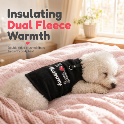 📢📢50 % RABATT !! ⏰ Varm husdjurströja med koppelring – “Love Dad & Mum”-design, håll din hund varm och stilig på vinterpromenader ❄️