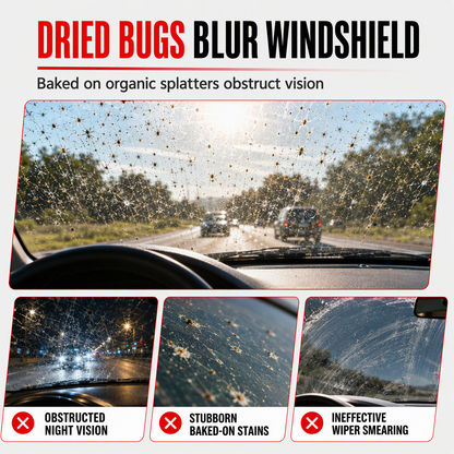 Car Windshield Bug Residue and Dust Cleaner 100ml Glass Cleaning Liquid for Removing Dirt and Insect Splats