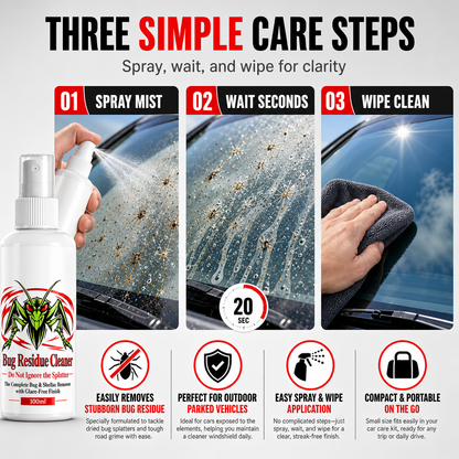 Car Windshield Bug Residue and Dust Cleaner 100ml Glass Cleaning Liquid for Removing Dirt and Insect Splats