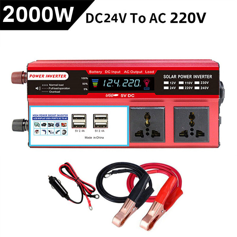 🔥📢 Tidsbegränsat erbjudande! 🔌 Bärbar 2000W spänningsomvandlare – DC till AC billaddaradapter, strömförsörj dina enheter under bilresor, camping & nödsituationer ⚡