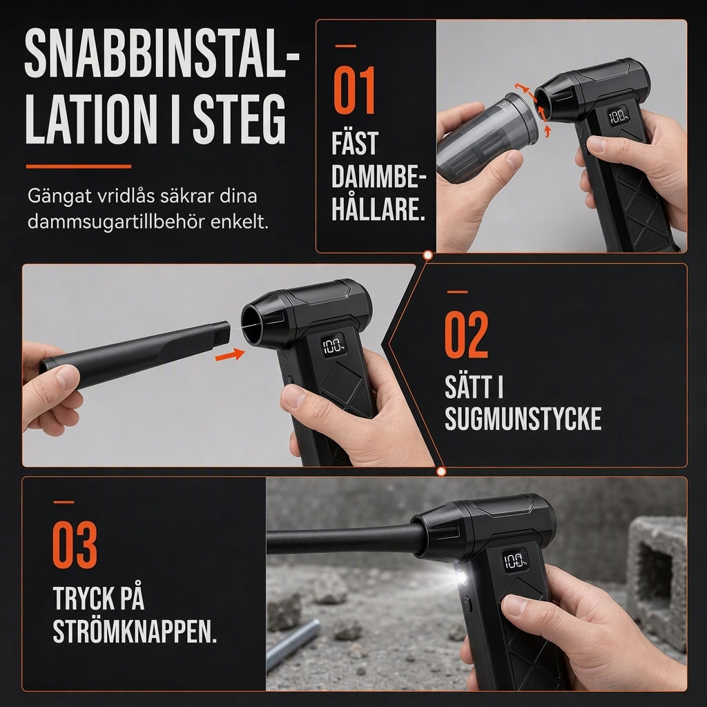 Bärbar, handhållen miniturbofläkt med hög hastighet på 110 000 RPM (borstlös motor) och LED-lampa för utomhusbruk
