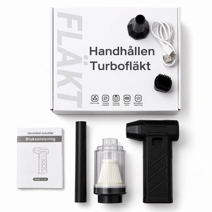 Bärbar, handhållen miniturbofläkt med hög hastighet på 110 000 RPM (borstlös motor) och LED-lampa för utomhusbruk