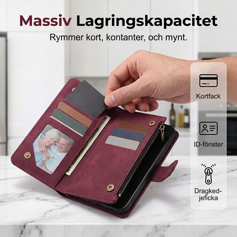 2-i-1 magnetiskt plånboksfodral i PU-läder