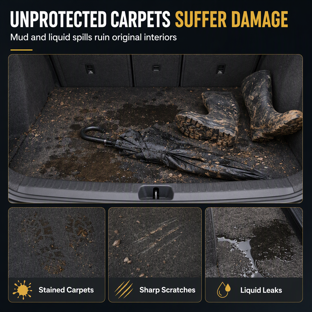 🚗 50 % RABATT NU! 🧳 Universell bagagerumsmatta i PVC-läder 100x70 cm – stöttålig & lätt att rengöra för sedaner och SUV:ar 🛡️