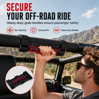 🚗 50% RABATT! ✨ Halkfritt Paracord Handtag för Tak & Störtbåge – Perfekt för Off-Road & SUV 🛠️