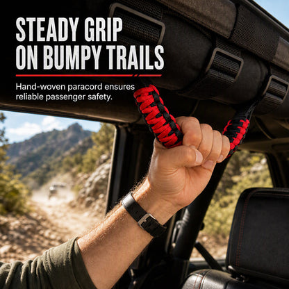 🚗 50% RABATT! ✨ Halkfritt Paracord Handtag för Tak & Störtbåge – Perfekt för Off-Road & SUV 🛠️