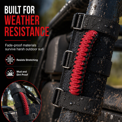 🚗 50% RABATT! ✨ Halkfritt Paracord Handtag för Tak & Störtbåge – Perfekt för Off-Road & SUV 🛠️