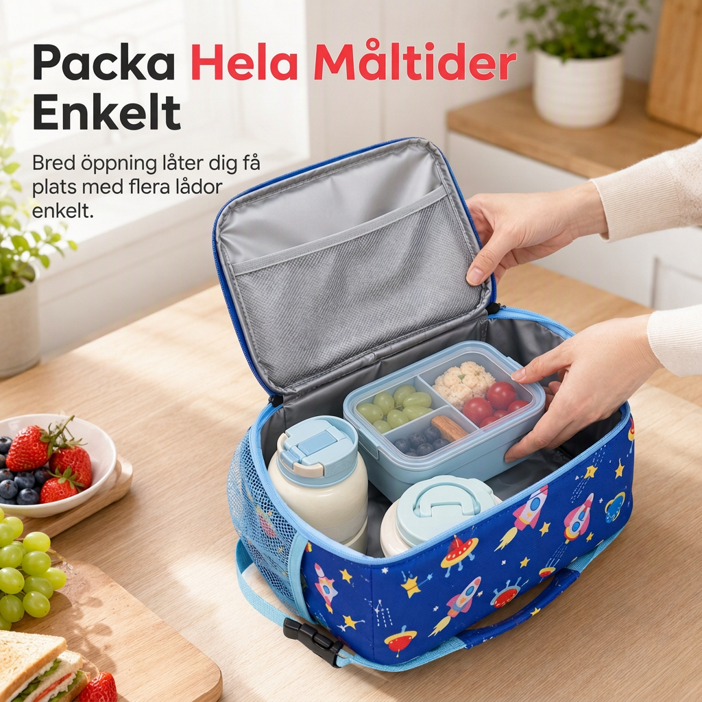 Stor kapacitet barnens termiska lunchpåse med seriefigurer
