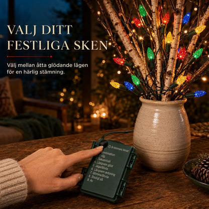 Batteridrivna jordgubbsljus med 8 ljuslägen för jul- och halloween-dekoration samt trädgårds- och gårdsdekoration