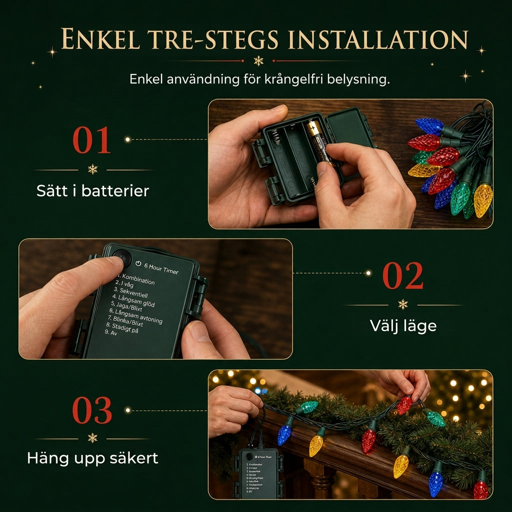 Batteridrivna jordgubbsljus med 8 ljuslägen för jul- och halloween-dekoration samt trädgårds- och gårdsdekoration