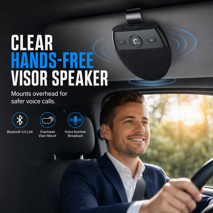 📢📢 50% RABATT🚗 SP11 Handsfree Bluetooth-högtalare för Solskydd i Bil med Vibrationsaktiverad Autostart, A2DP-stöd och Röstuppringning