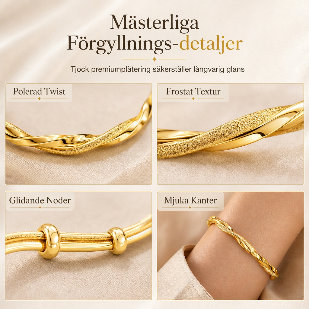 🌟 Oändlig Mobius-vriden armring – len glidande justerbar lås & dubbel texturerad premiumglans 💫