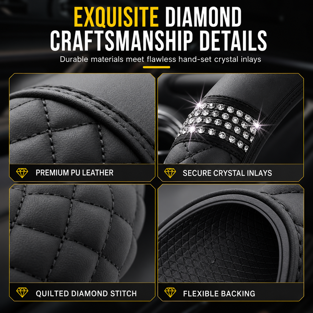💎 50 % RABATT NU! 🚗 Rattskydd med strass – handinfattade kristaller & vadderat PU-läder för lyxig känsla 🌟