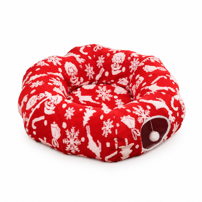🎄🐱 Kattunnel & Kattsäng till Jul – Donut Kattgrotta & Dyna, Begränsad Upplaga, Avtagbar & Tvättbar 🎁✨