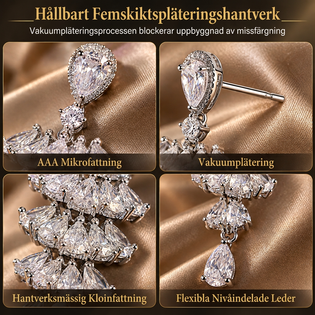 📢📢 50% RABATT!! ⏰S925 sterling silver fjäderörhängen med mikro-zirkoner, elegant set för damer ✨