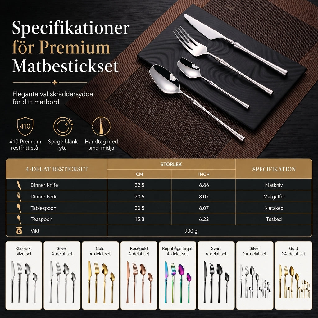 🍴 Bestickset i rostfritt stål – 24 delar