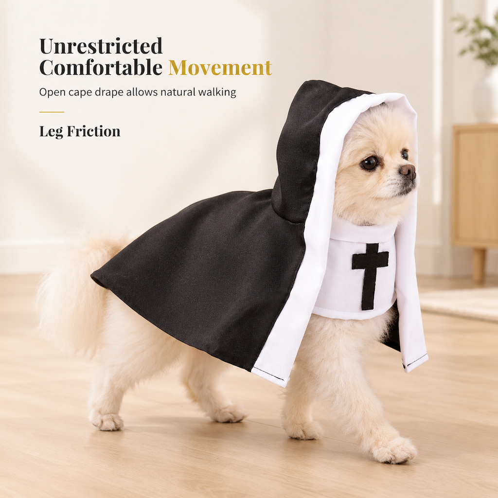 ⏳ Tidsbegränsat erbjudande: 50% RABATT ⏰ Rolig nunnedräkt för husdjur – Cosplaydräkt och fotorekvisita för katter och små hundar 🐱✝️