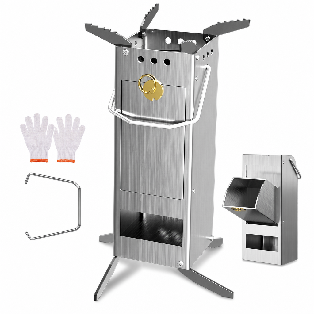 🔥 40% RABATT! Hopfällbart Vedeldat Raketkök – Kraftigt Stål & Verktygsfri Montering för Friluftsmatlagning 🏕️🍳