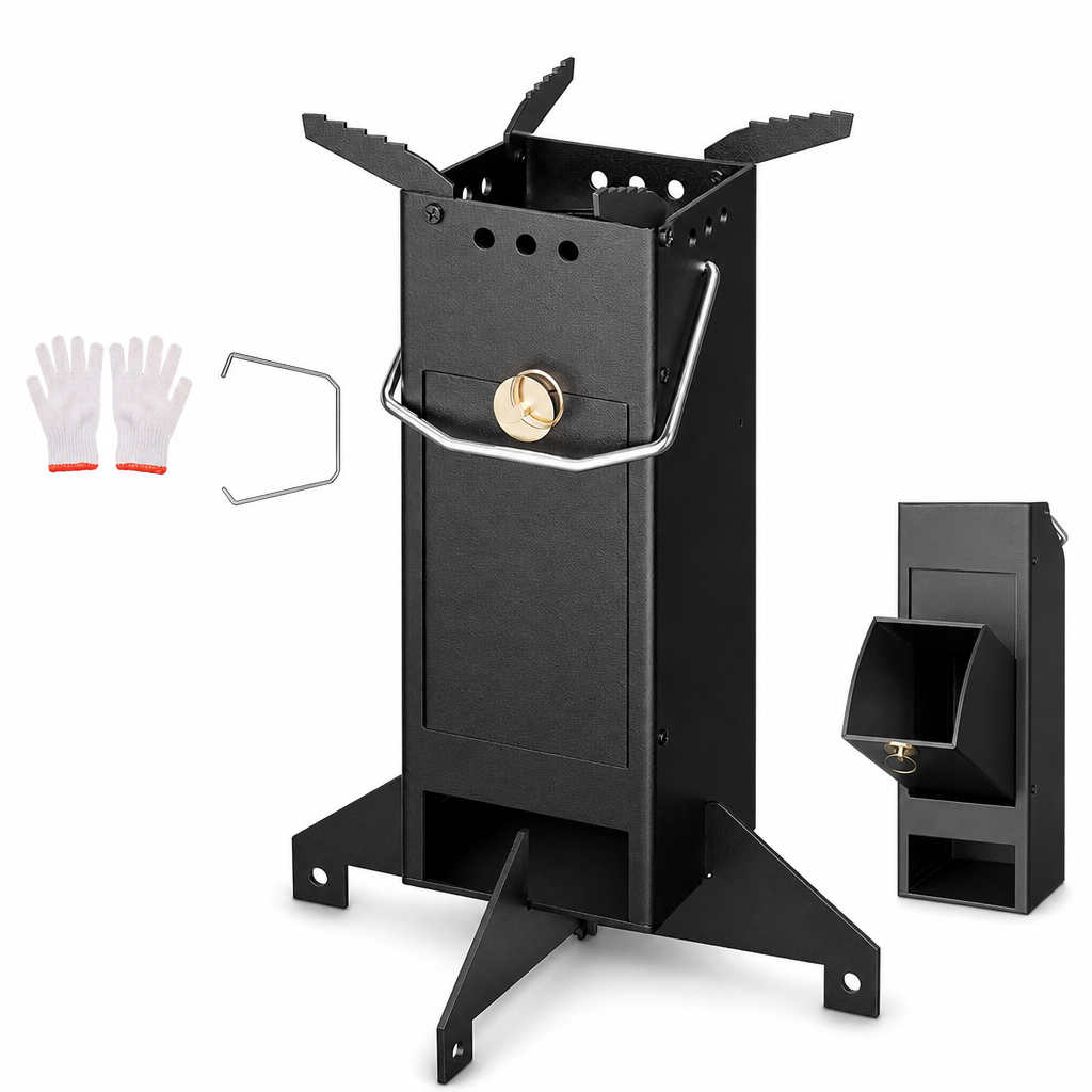 🔥 40% RABATT! Hopfällbart Vedeldat Raketkök – Kraftigt Stål & Verktygsfri Montering för Friluftsmatlagning 🏕️🍳
