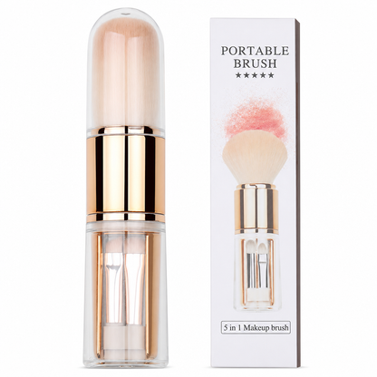 💄【5-i-1-set med sminkborstar i kapselform】—— Fem borstar i en förpackning, med utdragbar förvaring – det här setet räcker gott och väl när du är på språng! ✨