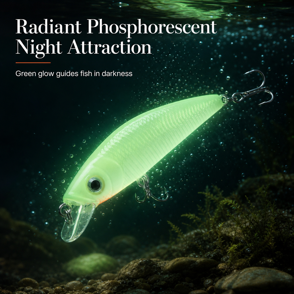 ⏳Tidsbegränsat 50% rabatt⏰Självlysande Minnow Hårt Bete för Nattfiske (7cm)🎣🌙✨