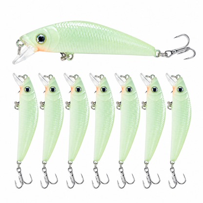 ⏳Tidsbegränsat 50% rabatt⏰Självlysande Minnow Hårt Bete för Nattfiske (7cm)🎣🌙✨