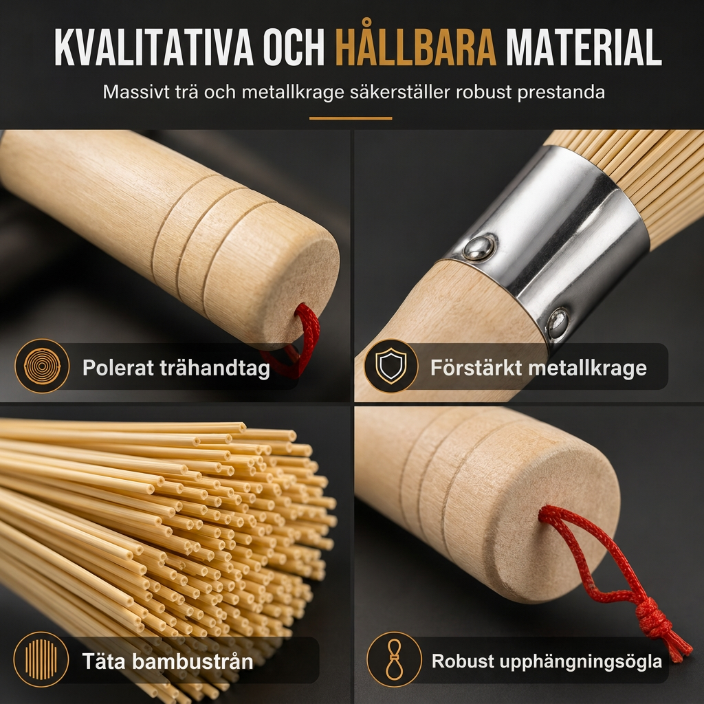 Traditionell naturlig bambuborste med trähandtag för rengöring av grytor och pannor