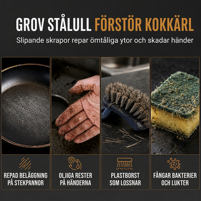 Traditionell naturlig bambuborste med trähandtag för rengöring av grytor och pannor