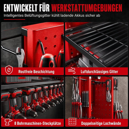 🧰 50 % RABATT NU! 🔧 Robust väggmonterad stålställning för elverktyg – sidohålplattor & hög bärförmåga för verkstaden 🛠️