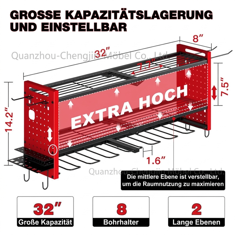 🧰 50 % RABATT NU! 🔧 Robust väggmonterad stålställning för elverktyg – sidohålplattor & hög bärförmåga för verkstaden 🛠️