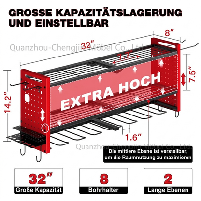 🧰 50 % RABATT NU! 🔧 Robust väggmonterad stålställning för elverktyg – sidohålplattor & hög bärförmåga för verkstaden 🛠️
