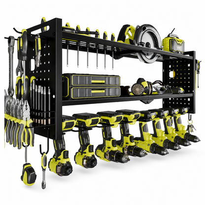 🧰 50 % RABATT NU! 🔧 Robust väggmonterad stålställning för elverktyg – sidohålplattor & hög bärförmåga för verkstaden 🛠️