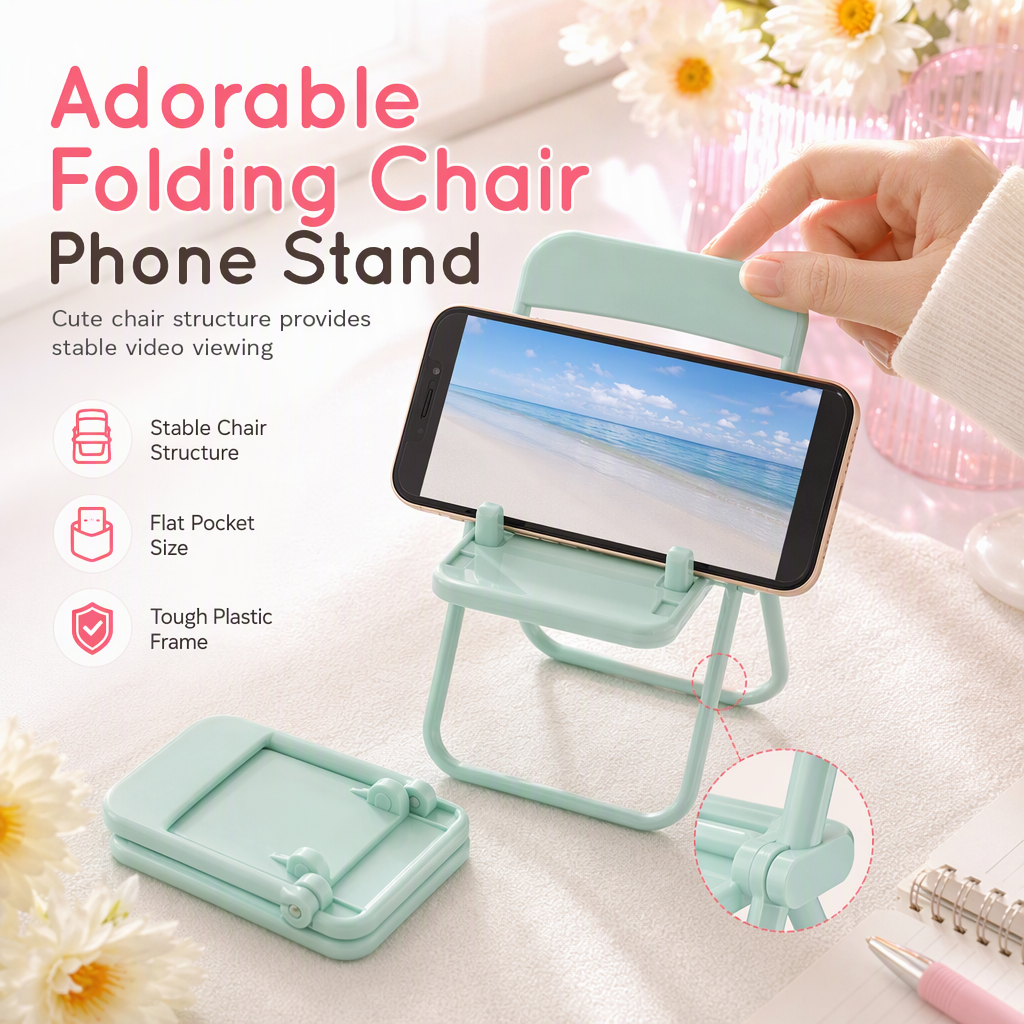 Cute Chair Shaped Cell Phone Stand Creative Desktop Holder and Decorative Ornament for Dormitory