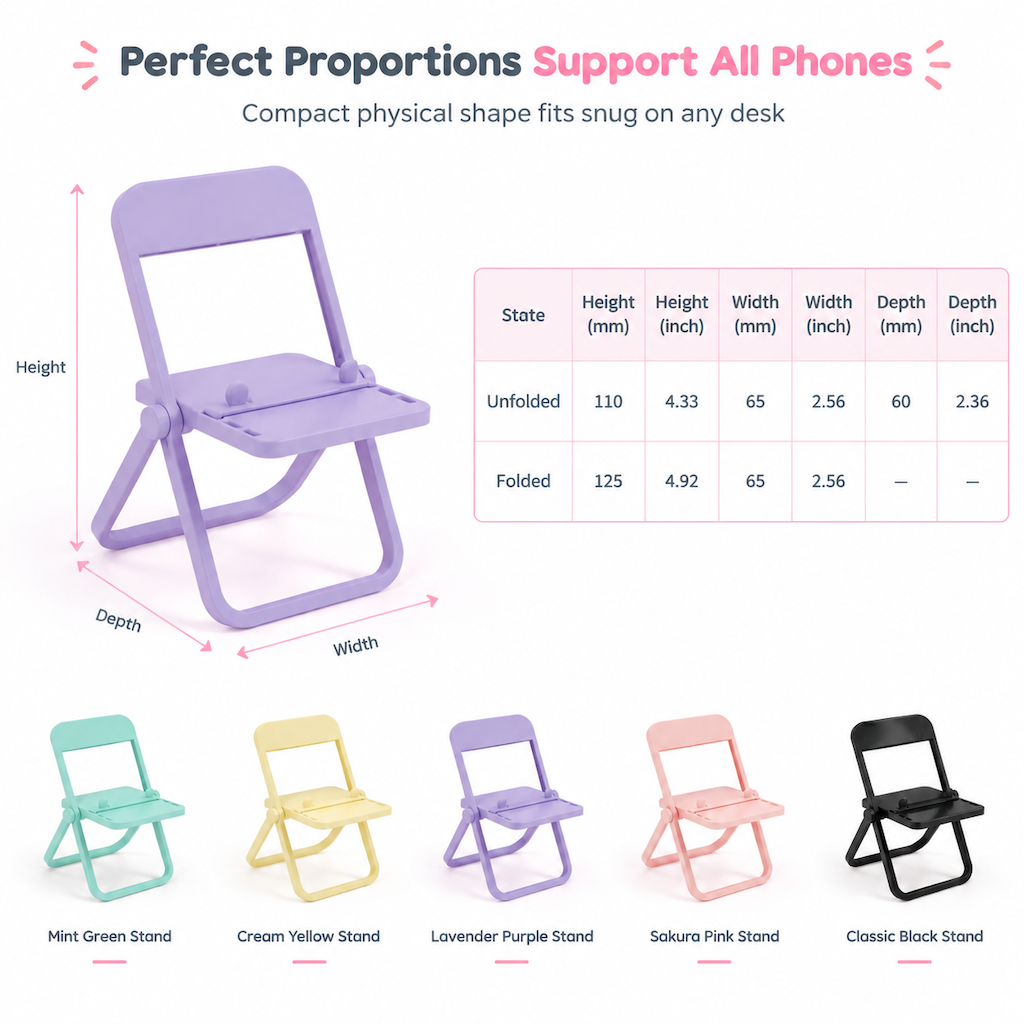 Cute Chair Shaped Cell Phone Stand Creative Desktop Holder and Decorative Ornament for Dormitory
