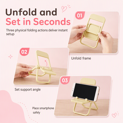 Cute Chair Shaped Cell Phone Stand Creative Desktop Holder and Decorative Ornament for Dormitory