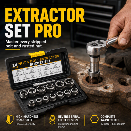 14 Piece Damaged Bolt and Nut Extractor Set Industrial Grade High Hardness High Torque Reverse Thread Screw Remover Kit for Auto Repair