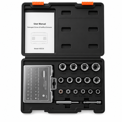 14 Piece Damaged Bolt and Nut Extractor Set Industrial Grade High Hardness High Torque Reverse Thread Screw Remover Kit for Auto Repair