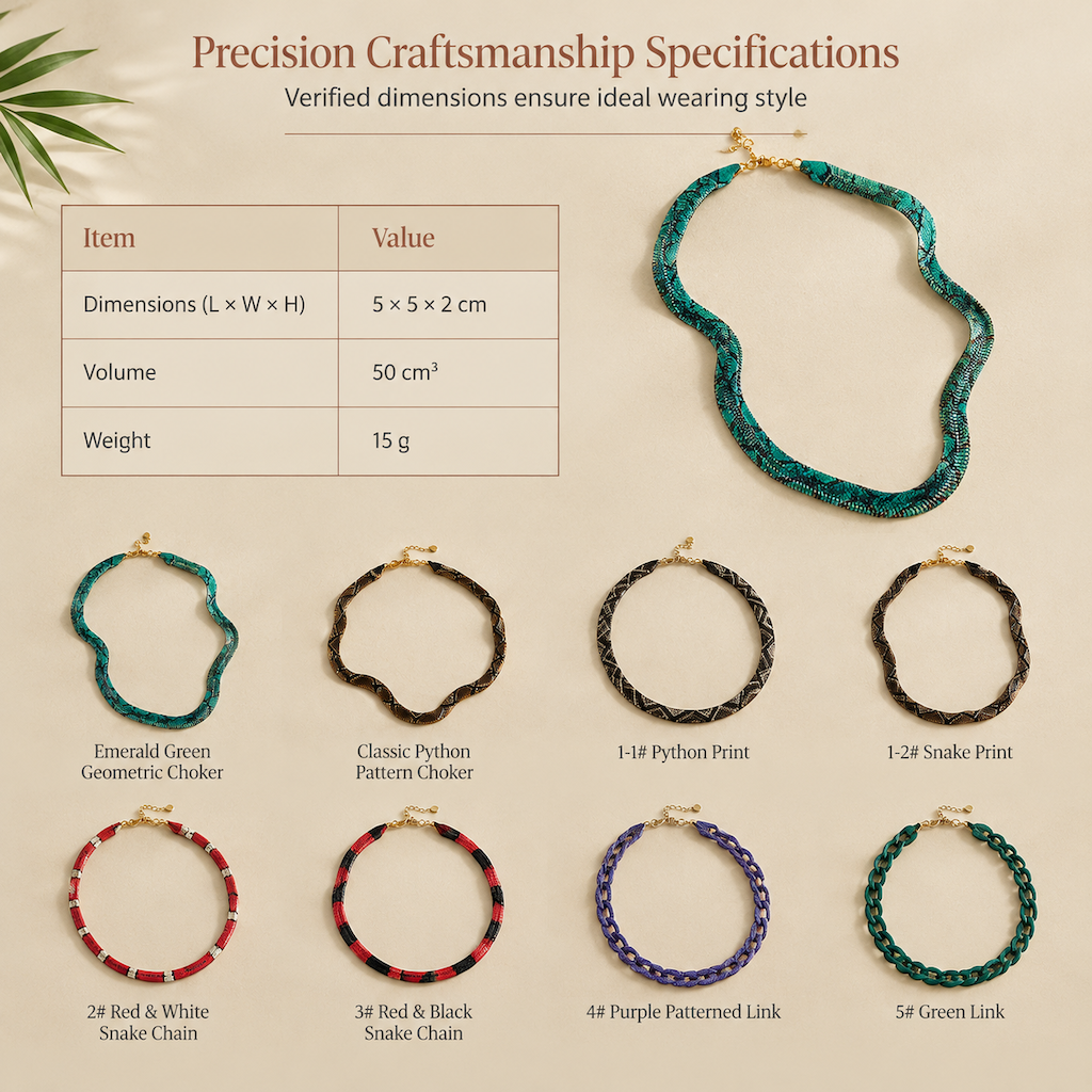 Vintage ormmönstrat geometriskt statement-halsband