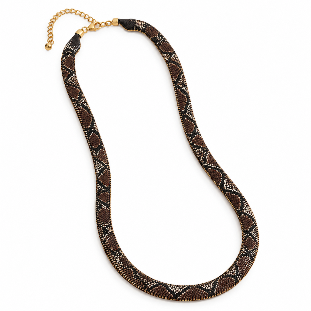 Vintage ormmönstrat geometriskt statement-halsband