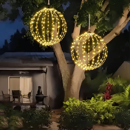 🔮 50% RABATT NU! Hängande LED-klotdekoration – elegant klotdesign, 360° ljus & hopfällbar – perfekt för uteplats, trädgård och fest ✨