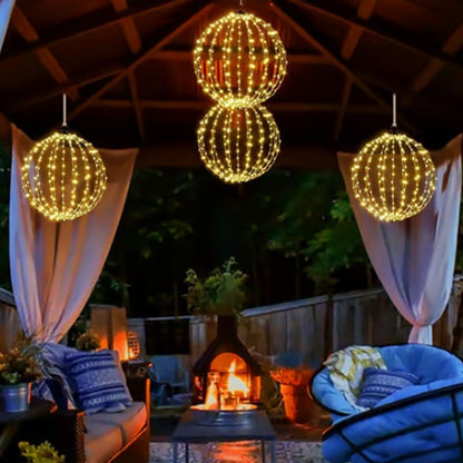 🔮 50% RABATT NU! Hängande LED-klotdekoration – elegant klotdesign, 360° ljus & hopfällbar – perfekt för uteplats, trädgård och fest ✨