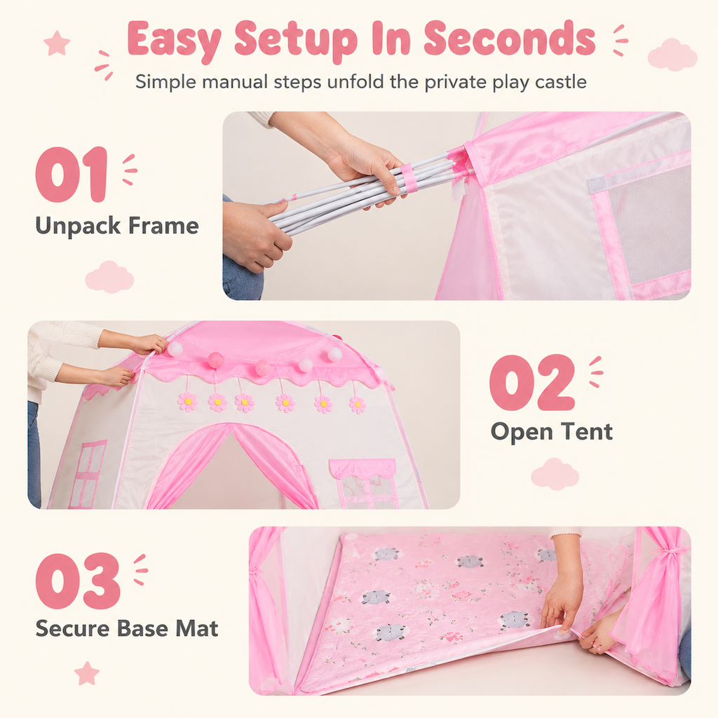 🏰💖✨ Lektält för barn inomhus | Prinsesslott och myskoja för småbarn