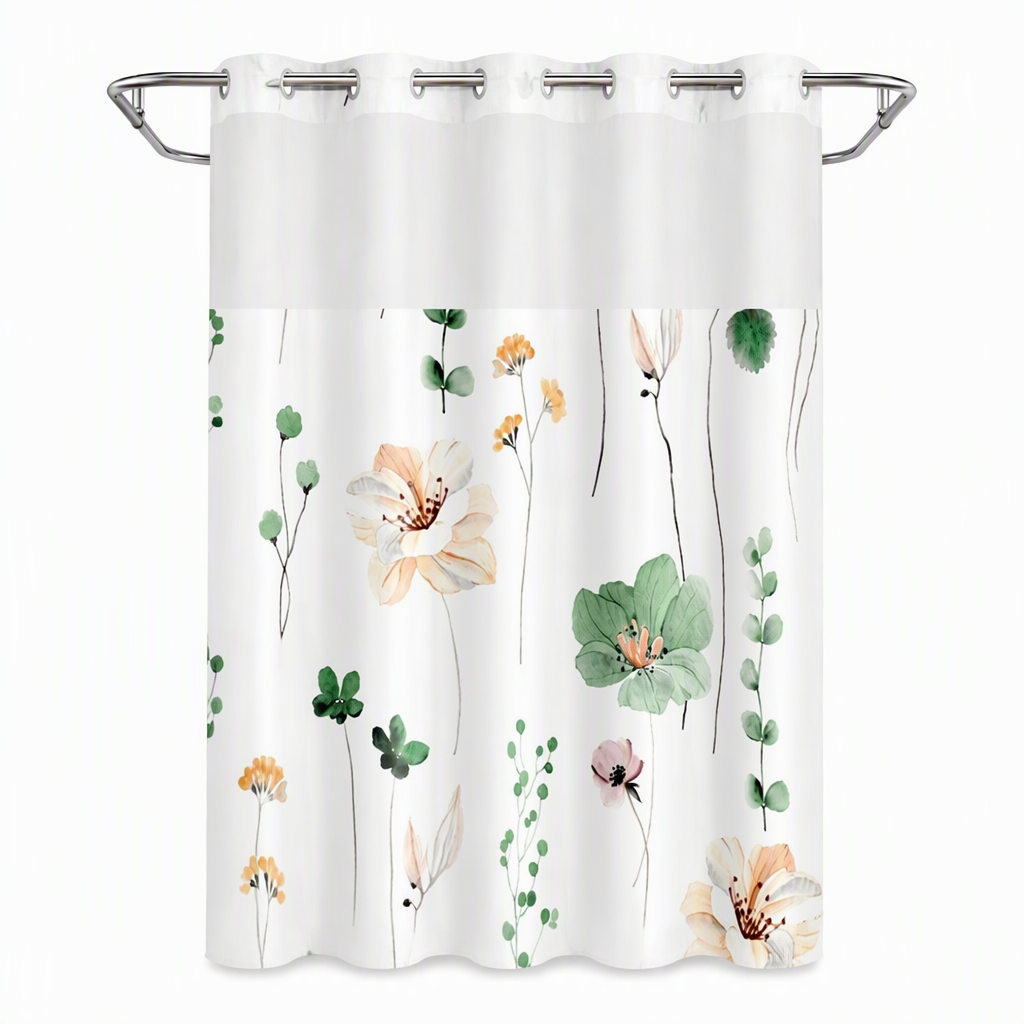 📢📢 50% RABATT🌸Vattentät Duschdraperi med Blommönster