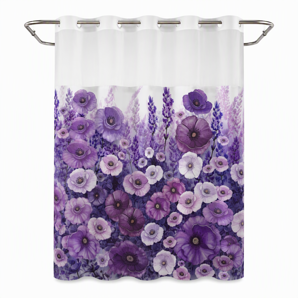 📢📢 50% RABATT🌸Vattentät Duschdraperi med Blommönster