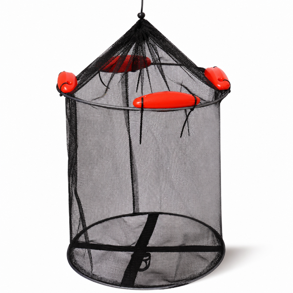 🎣 50% RABATT! 🐟 Flytande Sammanfällbart Fiskförvaringsnät – Antitrassel & Belagt för Havsfiske ✨
