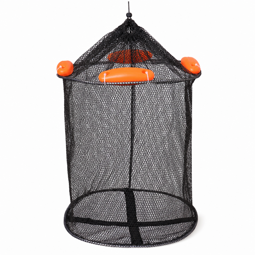 🎣 50% RABATT! 🐟 Flytande Sammanfällbart Fiskförvaringsnät – Antitrassel & Belagt för Havsfiske ✨