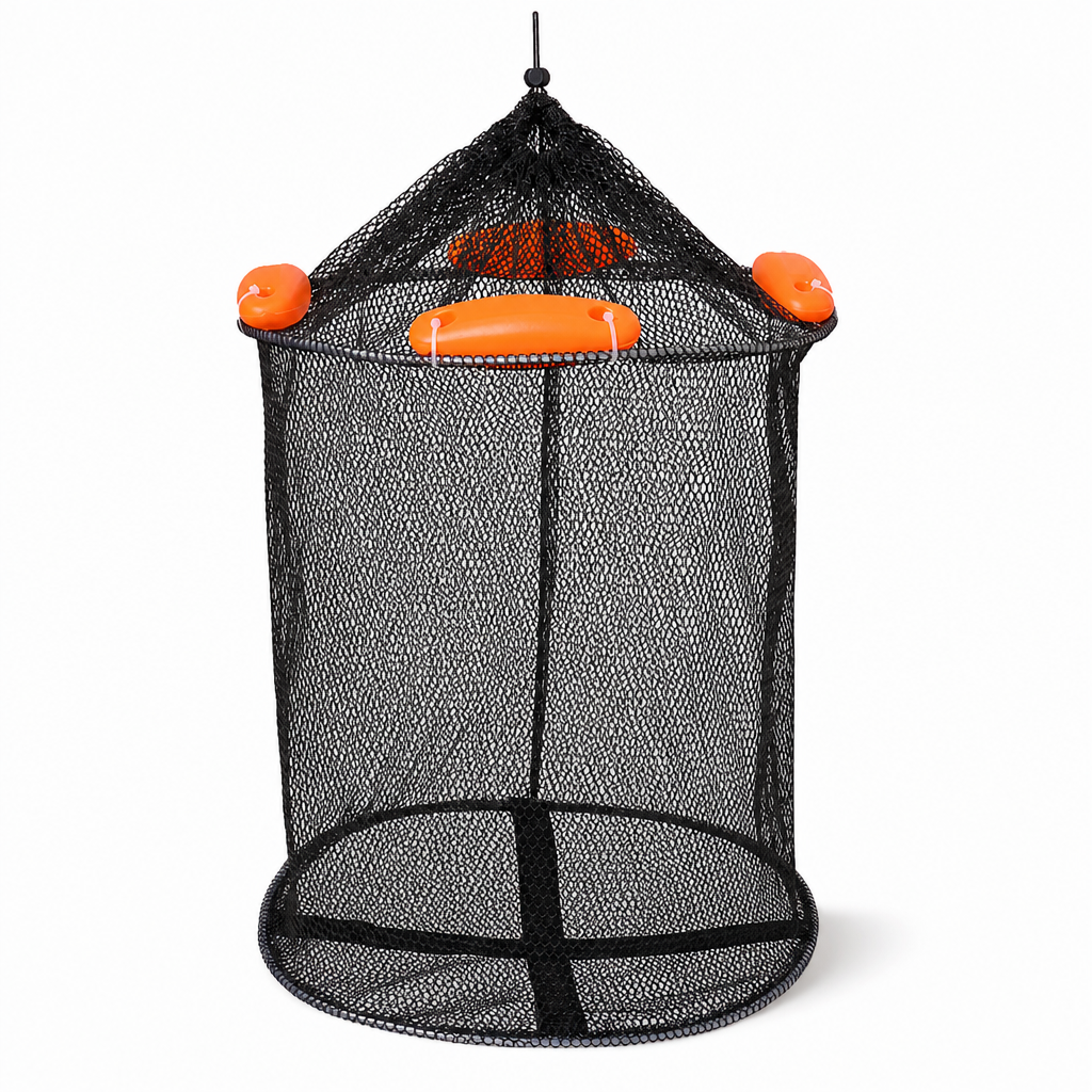 🎣 50% RABATT! 🐟 Flytande Sammanfällbart Fiskförvaringsnät – Antitrassel & Belagt för Havsfiske ✨