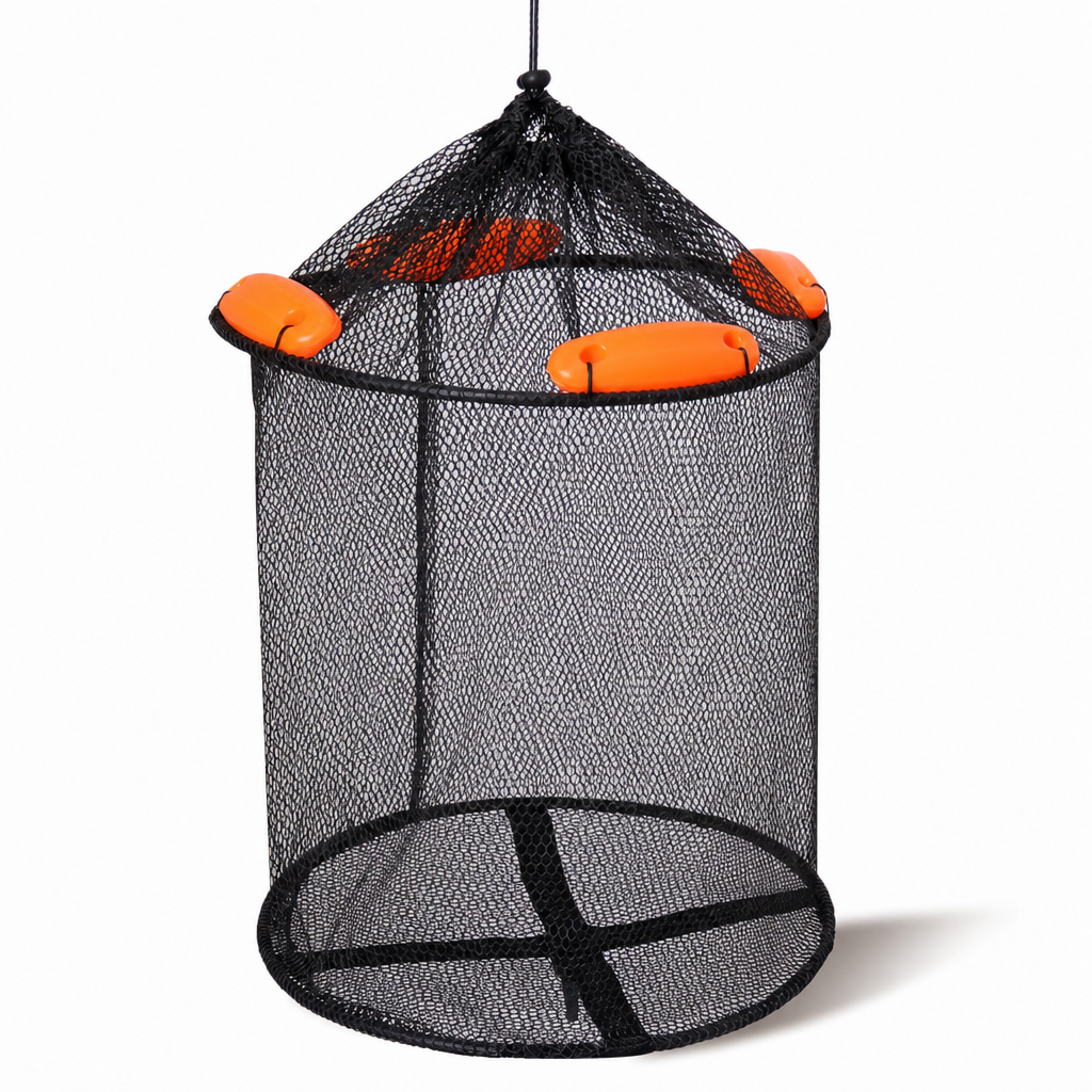 🎣 50% RABATT! 🐟 Flytande Sammanfällbart Fiskförvaringsnät – Antitrassel & Belagt för Havsfiske ✨