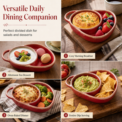 🎉Veckans specialerbjudande – 60 % rabatt✨Retro uppdelad ugnsform i keramik med handtag